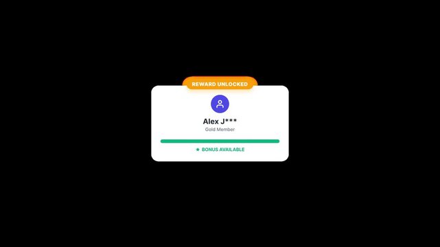 Customer loyalty card with reward unlocked in transparent interface
