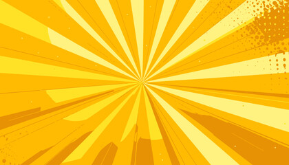 Fototapeta premium Sfondo giallo vibrante con raggi luminosi che si irradiano dal centro, arricchito da un tocco di texture grunge per un effetto dinamico e accattivante.