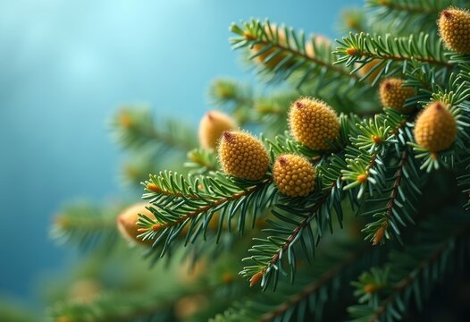 Juniper Shrub Berry-Like Seed Cones Surrounded by Rich Green Foliage Under Clear Blue Sky