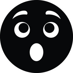 Fototapeta premium A minimalist black and white circular icon depicting a surprised or shocked face with wide eyes and an open mouth