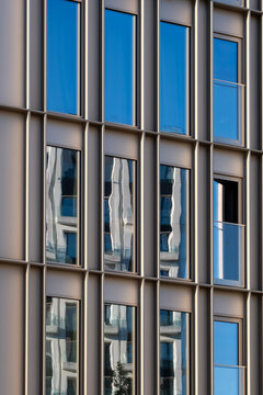 Abstract geometry pattern of modern building facade architecture with windows and grid structure as a minimal background for corporate business identity