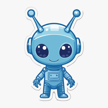 Cute Blue Robot Character