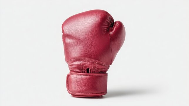 Red boxing glove is shown on a transparent background. The glove has a smooth leather texture and is designed for use in sports or fitness activities without any visible branding