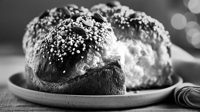 Italian colomba cake with almond topping and sugar pearls