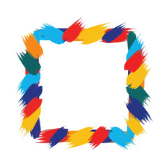 Obraz premium Vibrant Brush Stroke Square Frame - Colorful Abstract Border Design