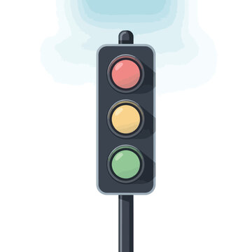 Traffic Light Signal with Red, Yellow, Green Lights, Isolated on White Background