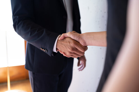 Close up of business handshake for agreement and partnership
