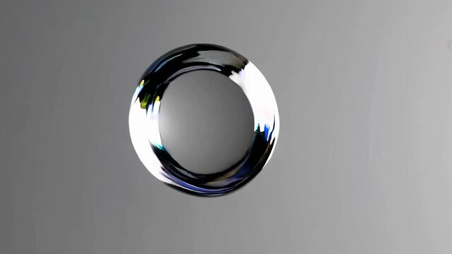 Minimal Floating Chrome Ring Abstract Seamless Loop