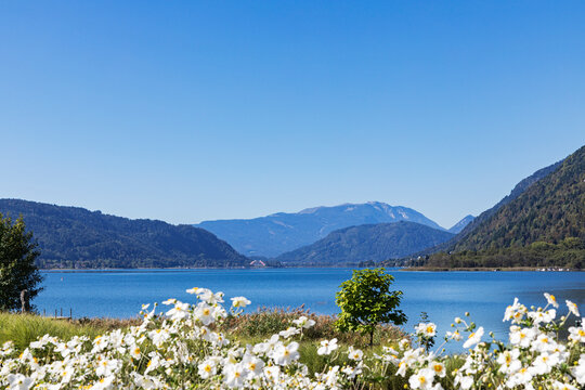 View of Lake Ossiach and Dobratsch mountain in Austria