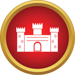 Fototapeta premium Castle icon illustrating a medieval building with towers and gate, symbolizing security