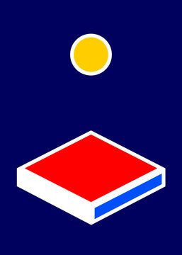 Abstract isometric 3D illustration of a floating digital coin