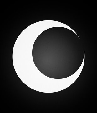Abstract black and white geometric crescent moon illustration