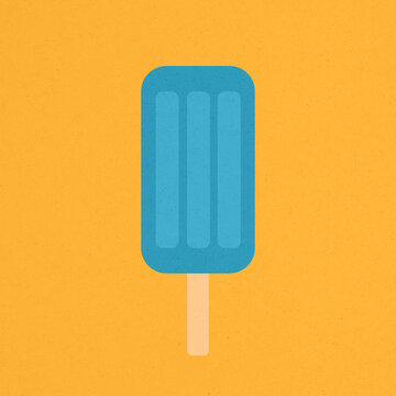 Minimalist blue popsicle illustration on yellow background
