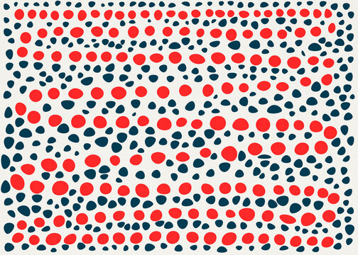Abstract pattern of red dot paths on a dotted background