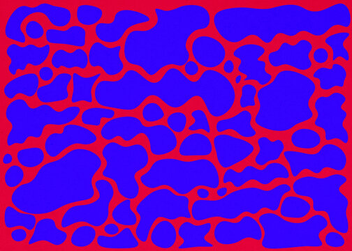 Abstract blue bubble pattern on red background