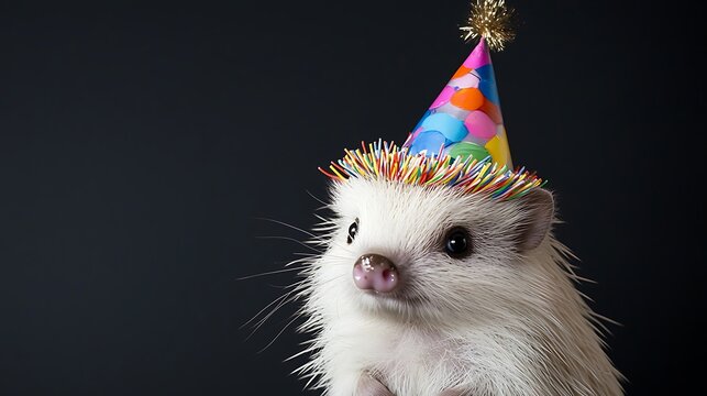 Small Hedgehog Wearing a Festive Hat / お祝いの帽子を被った小さなハリネズミ