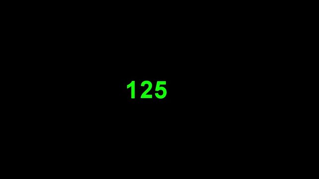 numerical sequence advancing rapidly sequentially, green hue