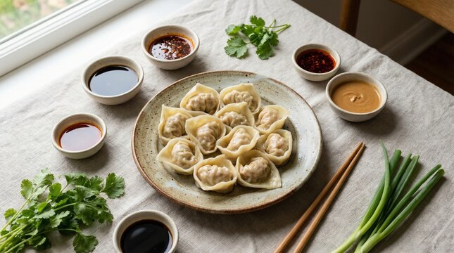 Delicious dumplings on a plate.