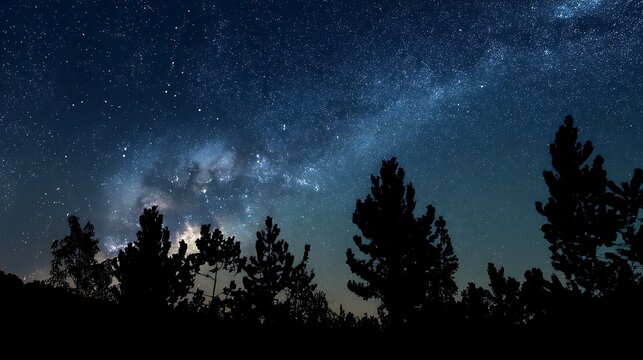 Dense Star Field over Forest Horizon / 森の地平線に広がる密集した星々