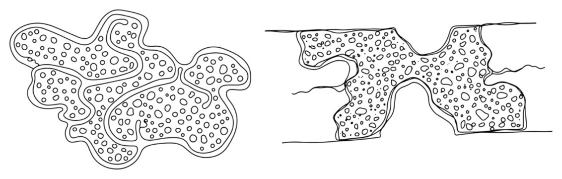 Continuous one line drawing of a concrete aggregate texture or pebble stone surface