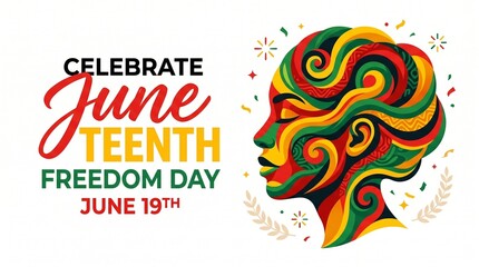 Vibrant Juneteenth Celebration with Colorful African American Woman Portrait