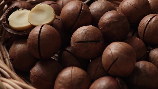 Macadamia nuts in a basket	