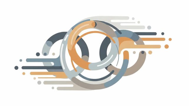 Abstract geometric animation of colorful overlapping circles and lines