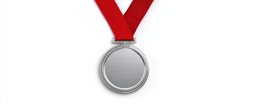 Silver medal on white background representing second place in a competition or tournament