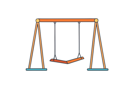 Swing Set, Playground Equipment, Kids Swing, Outdoor Playset, Colorful Illustration