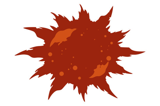 Red explosion, fiery blast, orange sparks, vector burst effect