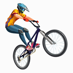Fototapeta premium Professional mountain bike rider performing jump stunt illustration