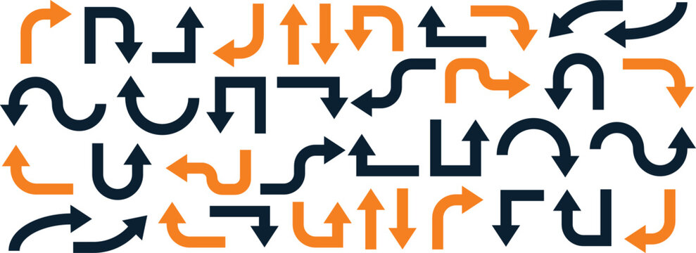 Right Angle and Corner Arrow Set for Navigation, Wayfinding, and Logistic Flow Mapping