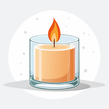 Illustration of a lit candle in a glass holder