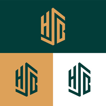 Modern minimalist letter HSB Kaaba monogram logo for Islamic branding