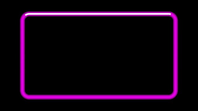 Pink Neon Rounded Rectangle Frame Loop on Black Background