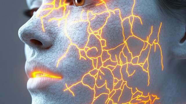 selective focus healed wound with luminous aura showing sensitivity and healing