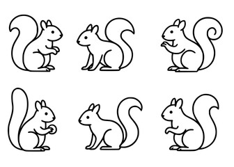 Squirrel minimalist outline icon set © Bambang