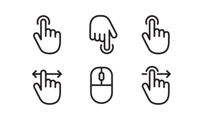 Obraz premium Collection of hand gesture and computer mouse icons for modern touch screen user interface