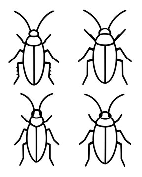 Cockroach minimalist outline icon set