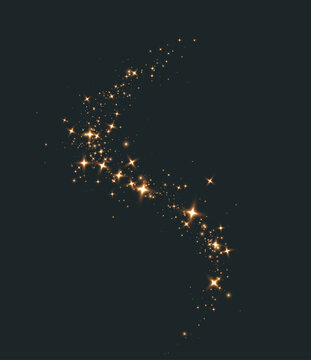 Golden sparkle PNG isolated on transparent background. Fine gold dust particles with glowing light effect, shimmering powder burst, festive shine, and magical overlay.