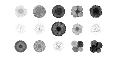 Set of top view tree icons for landscape architecture design and garden planning ©  Designer