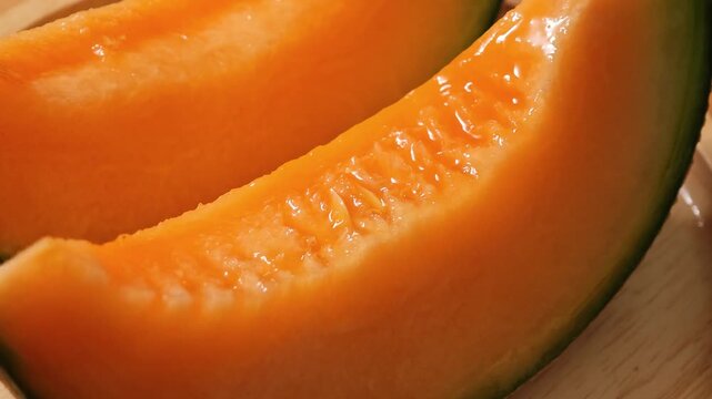 Close-up of a ripe, orange melon.	