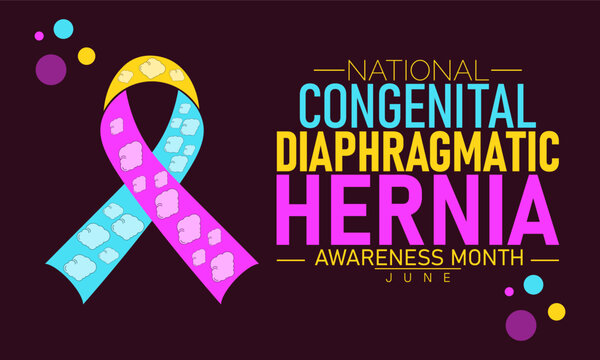 Congenital diaphragmatic hernia awareness month banner with colorful ribbon
