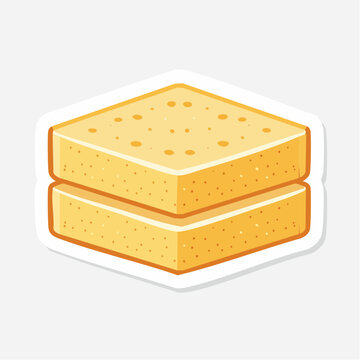Two Stacked Slices of Yellow Cake