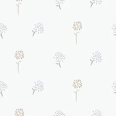 Flower pattern airy dandelions on white background with wildflowers. Farmhouse spring colors backdrop © YoPixArt