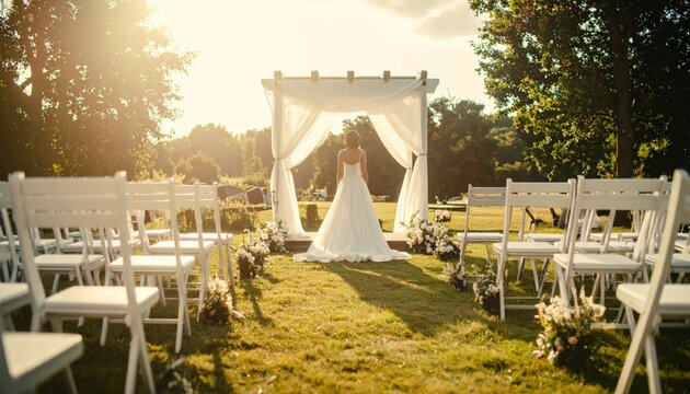 A serene wooden bridge arches over a calm river in a lush park where nature meets architecture near a landmark garden gazebo