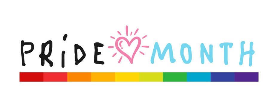 Clean Pride Month 2026 design with handwritten text and subtle rainbow accent. Ideal for corporate, social media, and inclusive branding visuals.