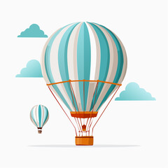 Naklejka premium Hot Air Balloons Floating in a Cloudy Sky