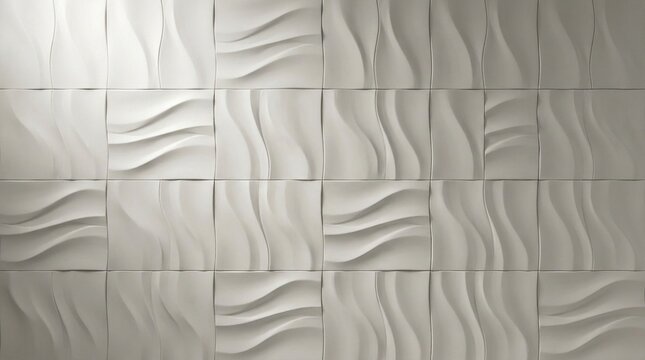 Minimalist 3D Sculptural Wall Background with Undulatng Wave Pattern in White Cramic for Corporate Design