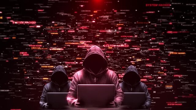 Coordinated Cyber Attack Network Hackers System Breach Alerts environment system hacked alerts error codes. for cyber warfare, ransomware , IT security breaches, enterprise network vulnerabilities.